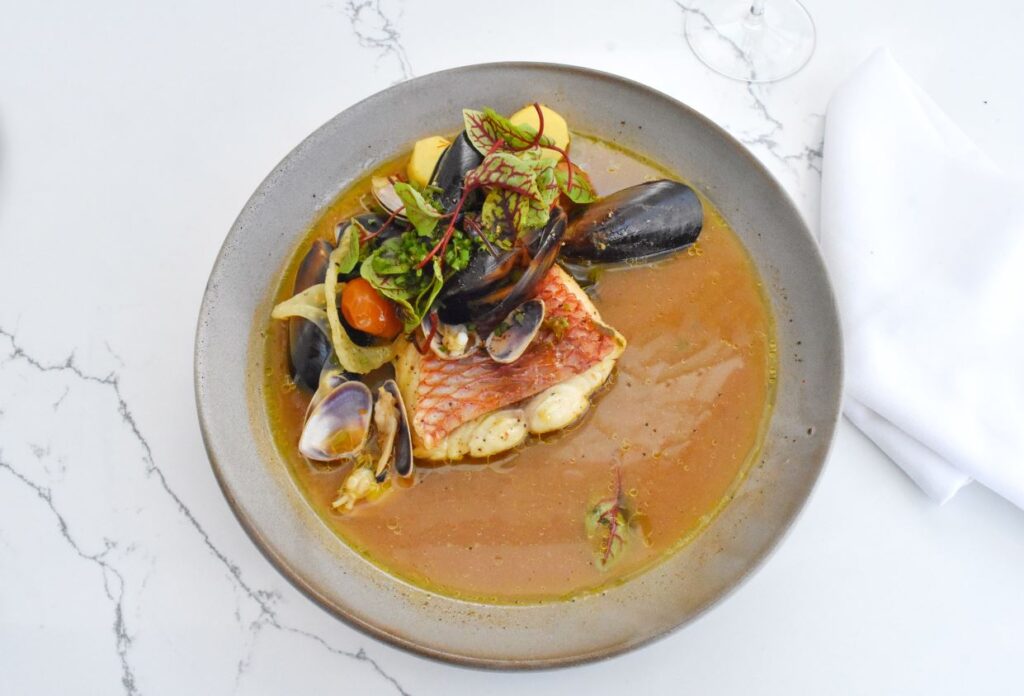 Snapper & Shellfish Soup, Fennel, Saffron Potatoes, Meyer Lemon